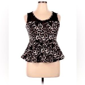 Dots animal print peplum sleeveless top 3X